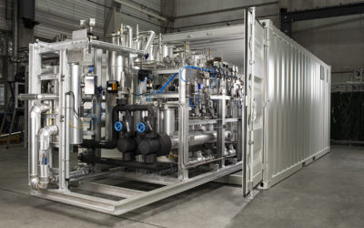 Containerized plant for the purification and drying of Carbon dioxide and Hydrogen